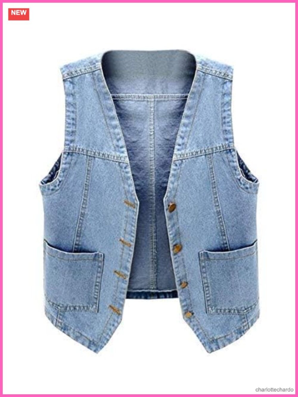 Sleeveless Denim Vest V Neck Button Down Jean Vest Top